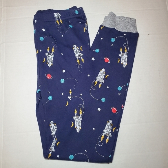 Dolphin & Fish Boys Size 10 Navy Spaceship Print Cotton 2 Piece Pajama Set - Picture 5 of 8